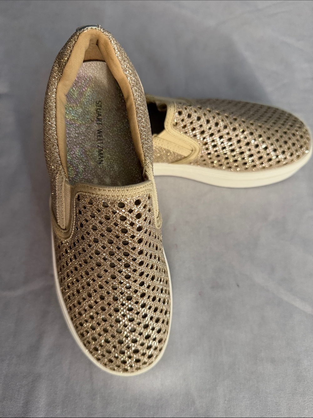 Stuart Weitzman Champagne Gold Slip-On Sneakers